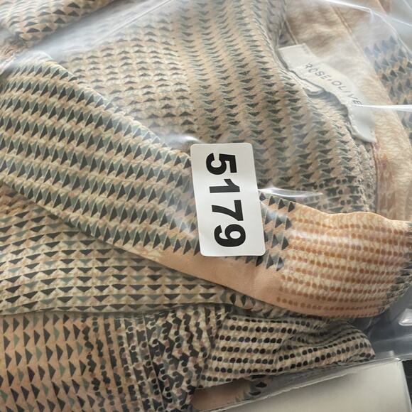 Rose Olive Tunic Top Woman 3X Button Up Geometric 3/4 Sleeve Lightweight - Picture 14 of 14